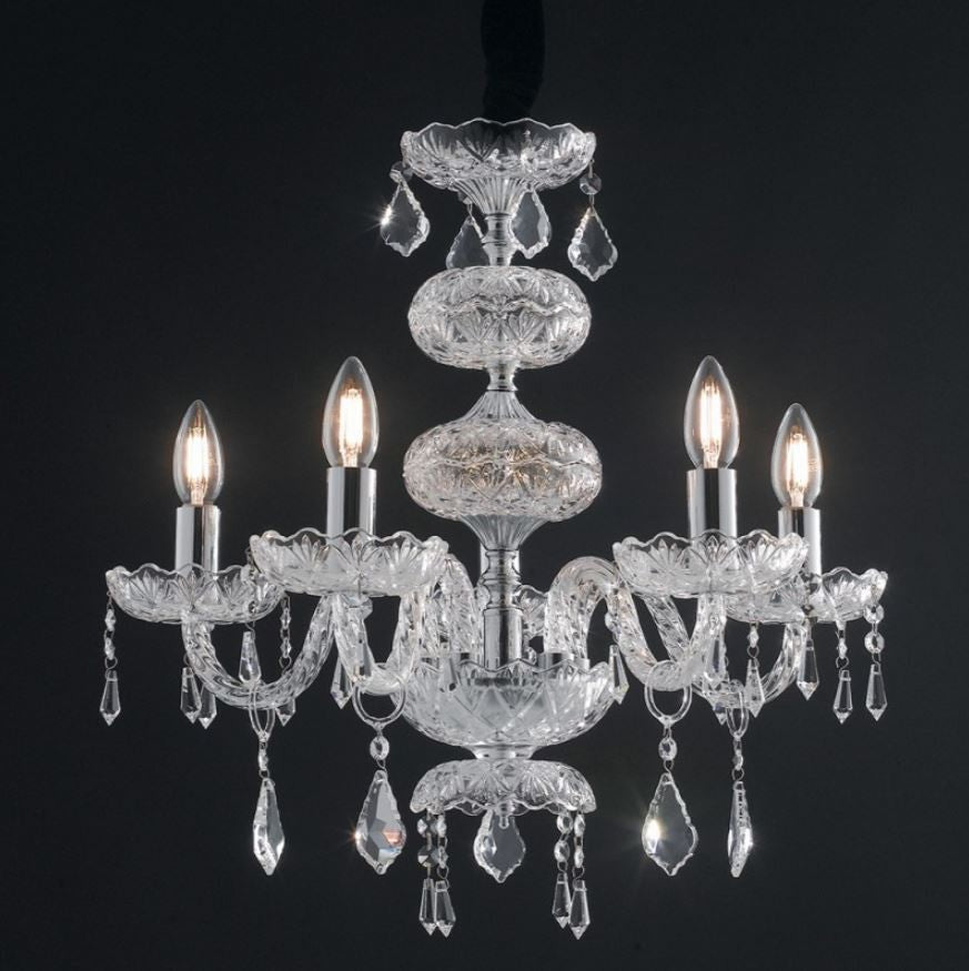 Sospensione 5 luci vetro cristallo finitura cromo 5XE14 non incl. INCANTO Sospensione 5 luci vetro cristallo finitura cromo 5XE14 non incl. INCANTO